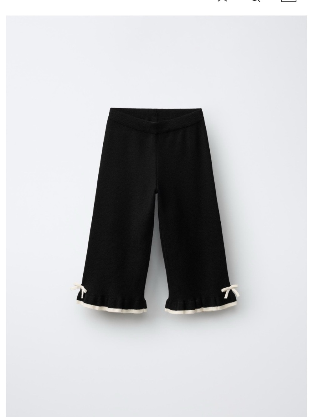 Zara Flared Soft Touch Black Culottes with Cream Bows and Trim. Size 6 Kids.